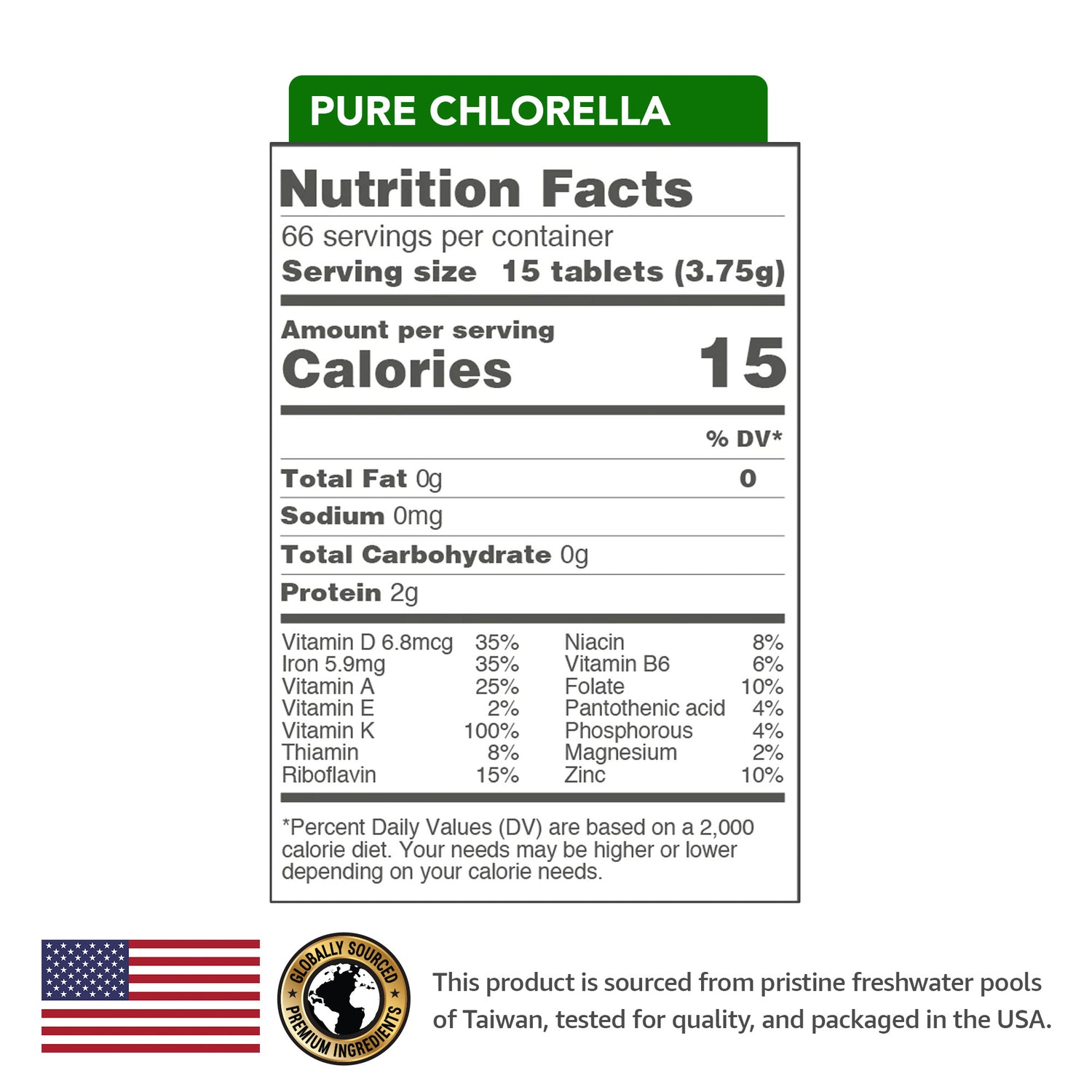 Pure_Chlorella_Supplement_Facts_Panel - Vital Plan