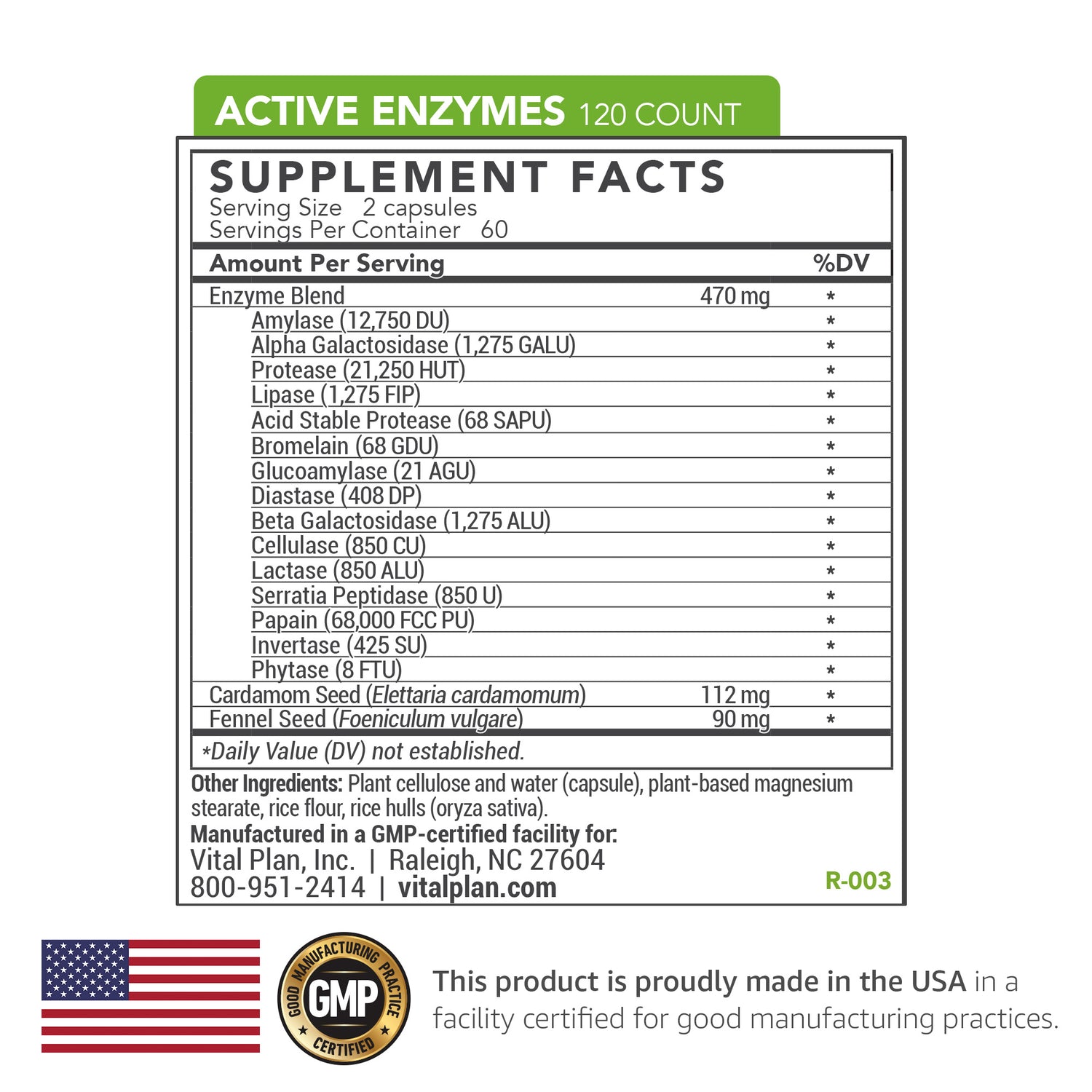 120ct_Active_Enzymes_Supplement_Facts_Panel - Vital Plan
